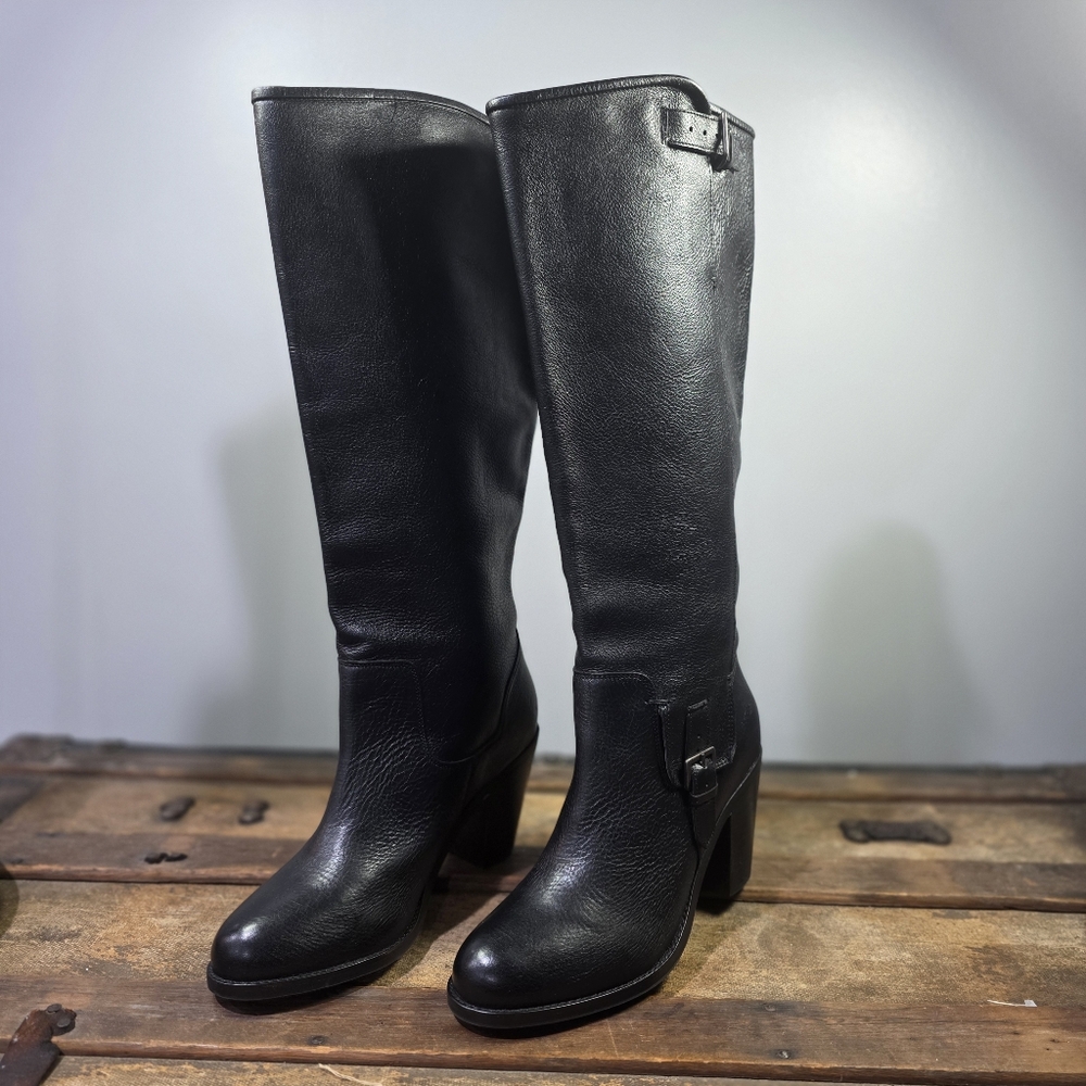 Ariat Gold Coast Scrunch Tall Slip On Block Heel Leather Riding Boots Boho. 9B